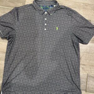 William Murray Golf Polo Shirt Men XL Gray Geometric Print Short Sleeve